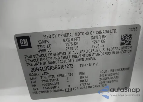 2016 Chevrolet Equinox Ltz из США, поврежденный, VIN 2GNALDEK5G6161272